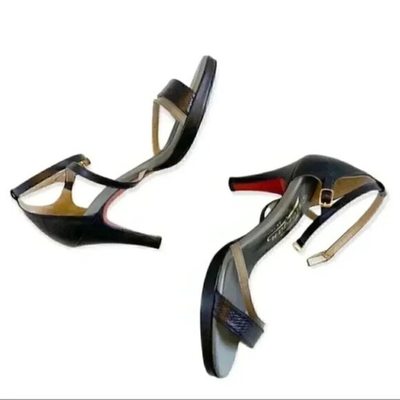 Morgan De Toi Strappy High Heel Sandals Ankle Strap Black Grey US 6.5 - Picture 12 of 16